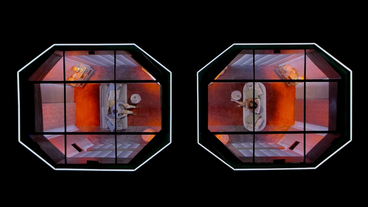 The pods from an aerial view on Love Is Blind