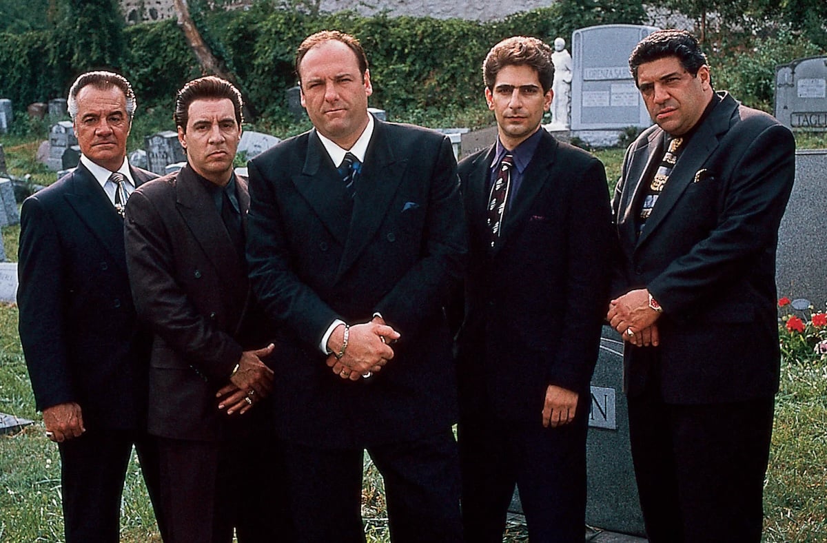 The cast of the Sopranos all standing together looking cool