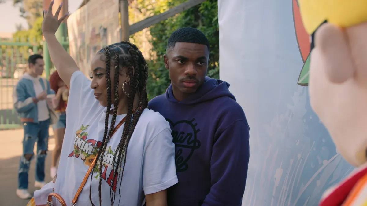 The Vince Staples Show. (L to R) Andrea Ellsworth as Deja and Vince Staples as Vince Staples in episode 104 of The Vince Staples Show.