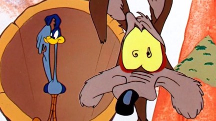 Wile E. Coyote and Roadrunner in Looney Tunes.