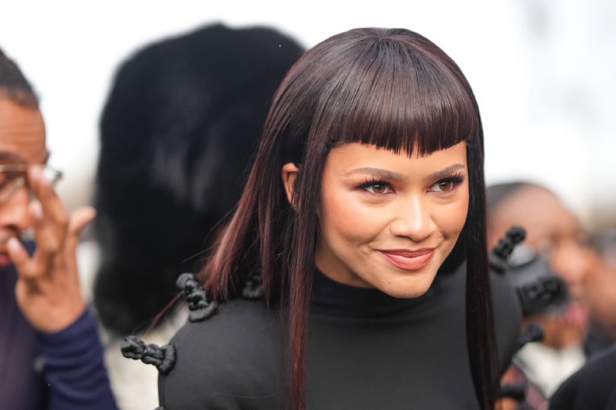 Zendaya is seen, outside Schiaparelli, during the Haute Couture Spring/ Summer 2024 as part of Paris Fashion Week.