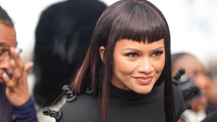 Zendaya is seen, outside Schiaparelli, during the Haute Couture Spring/ Summer 2024 as part of Paris Fashion Week.