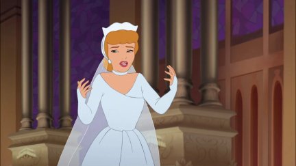 In the animated Cinderella movie, Cinderella looks overwhelmed.