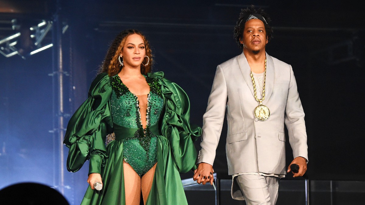 Beyonce and Jay-Z onstage during the Global Citizen Festival