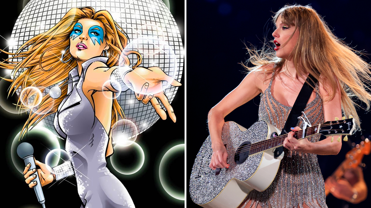 Dazzler in Marvel Comics opposite Taylor Swift performing during The Eras Tour