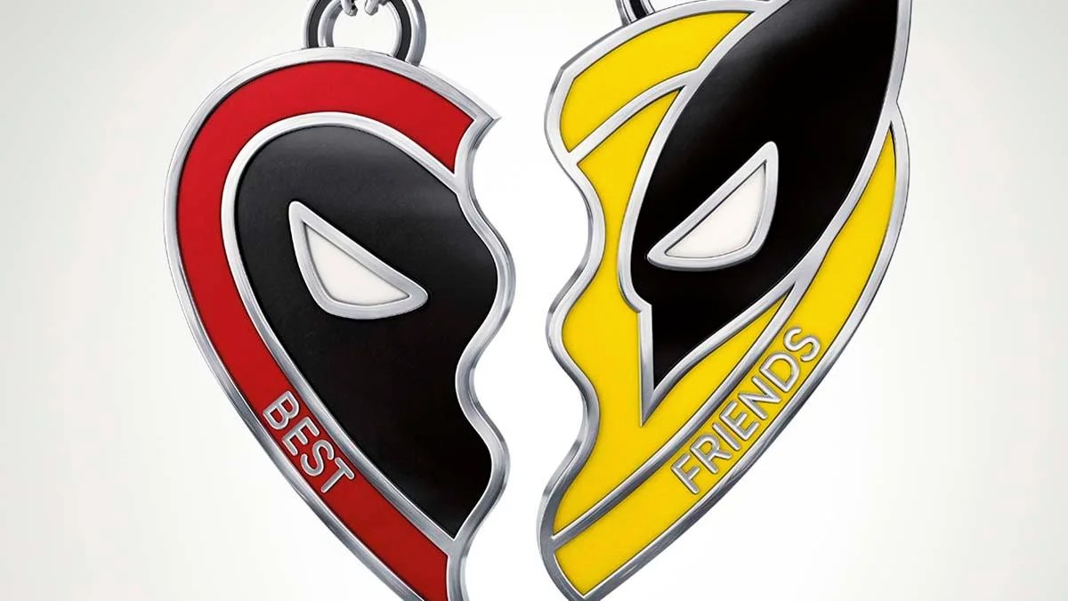 Deadpool and Wolverine necklaces in the official Deadpool & Wolverine poster