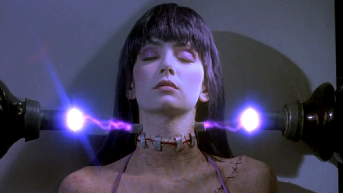 Patty Mullen gets a jolt of electricity in this still from 'Frankenhooker'.