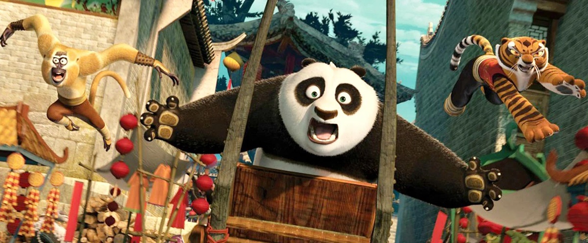 Po the panda looking surprised in Kung Fu Panda 2