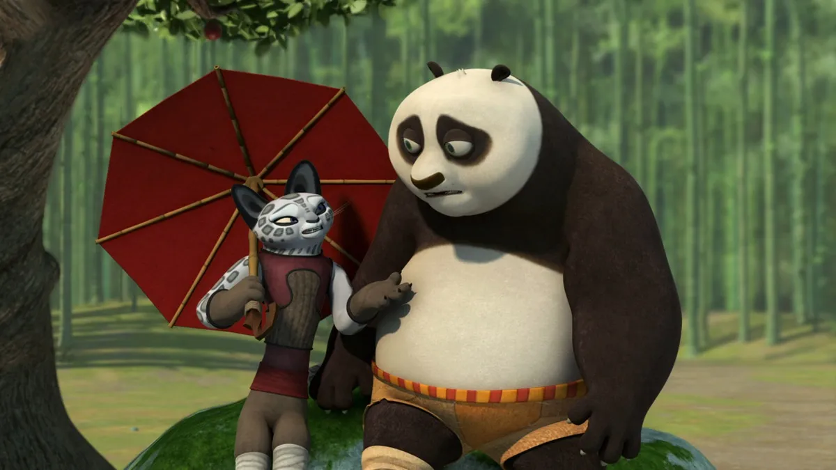 Kung Fu Panda sits with young Tigress in Legends of Awesomeness