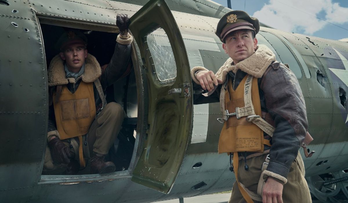 Barry Keoghan and Austin Butler as Lt. Curtis Biddick and Major Gale Cleven in Masters of the Air