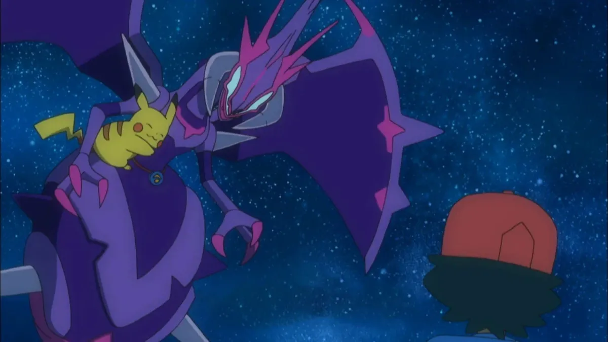 Naganadel and Pikachu in the Pokémon anime