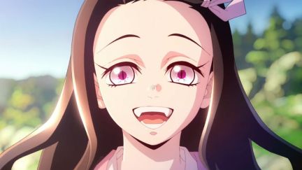Nezuko greets Tanjiro good morning after conquering the sun.