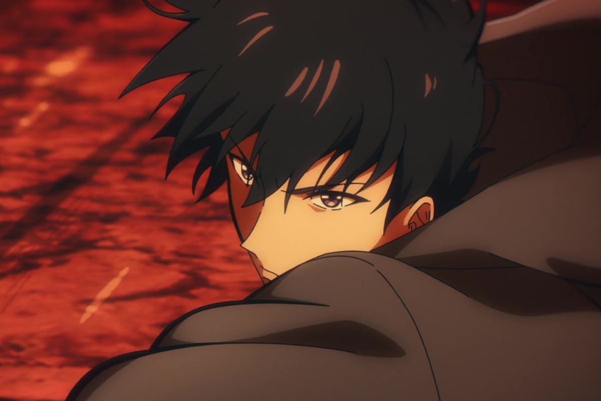 Sung Jinwoo fighting Cerberus in a special dungeon from Solo Leveling.