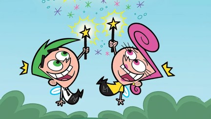 Wanda and Cosmo together with their wands from the Fairly Oddparents