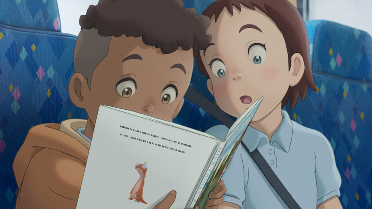 Two children read a book together on a bus in 'The Imaginary'