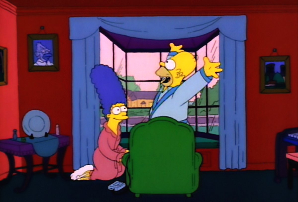 Marge and Homer celebrating