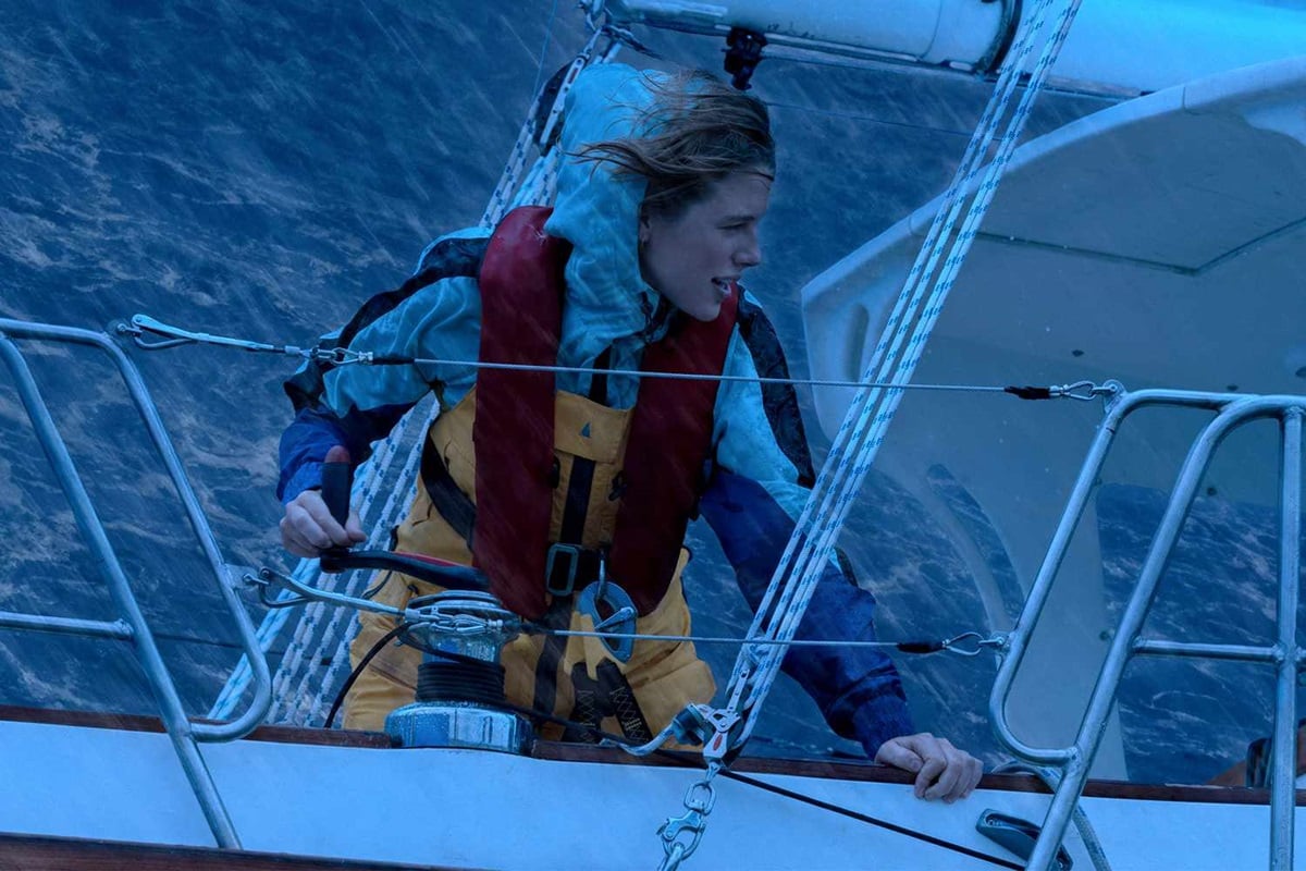 Teagan Croft as sailor Jessica Watson steering her ship