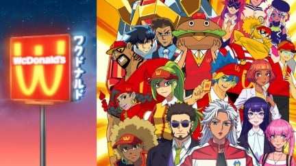 WcDonald's logo image and a group of anime characters