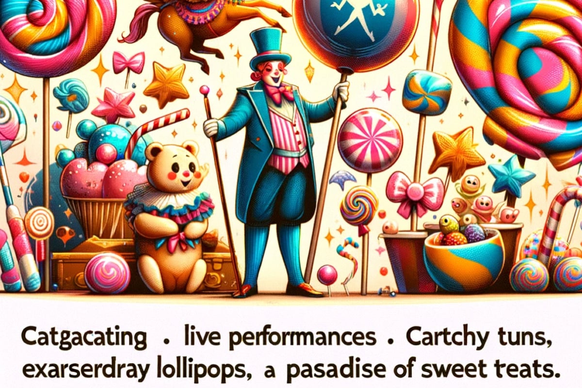 A screenshot of an AI-generated advertisement for Willy's Chocolate Experience, featuring a clown, balloons, and garbled text