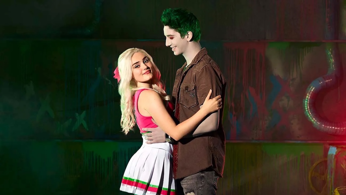 Addison and Zed hug each other in a Zombies promotional photo.