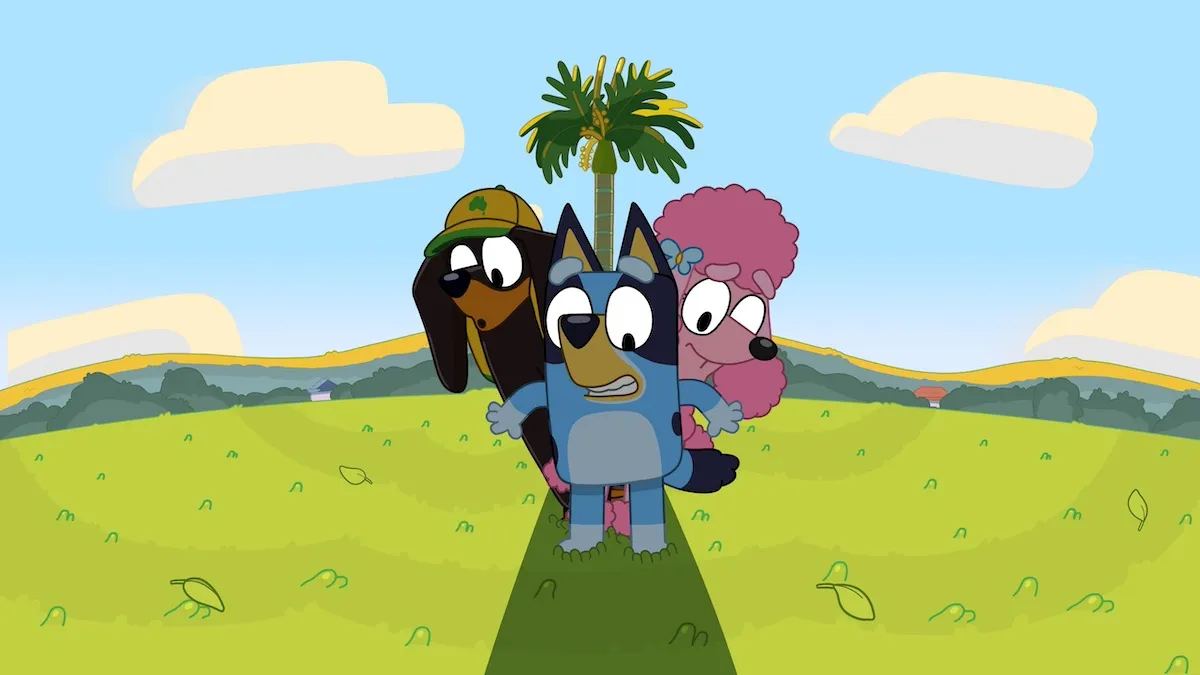 bluey, coco and snickers in bluey