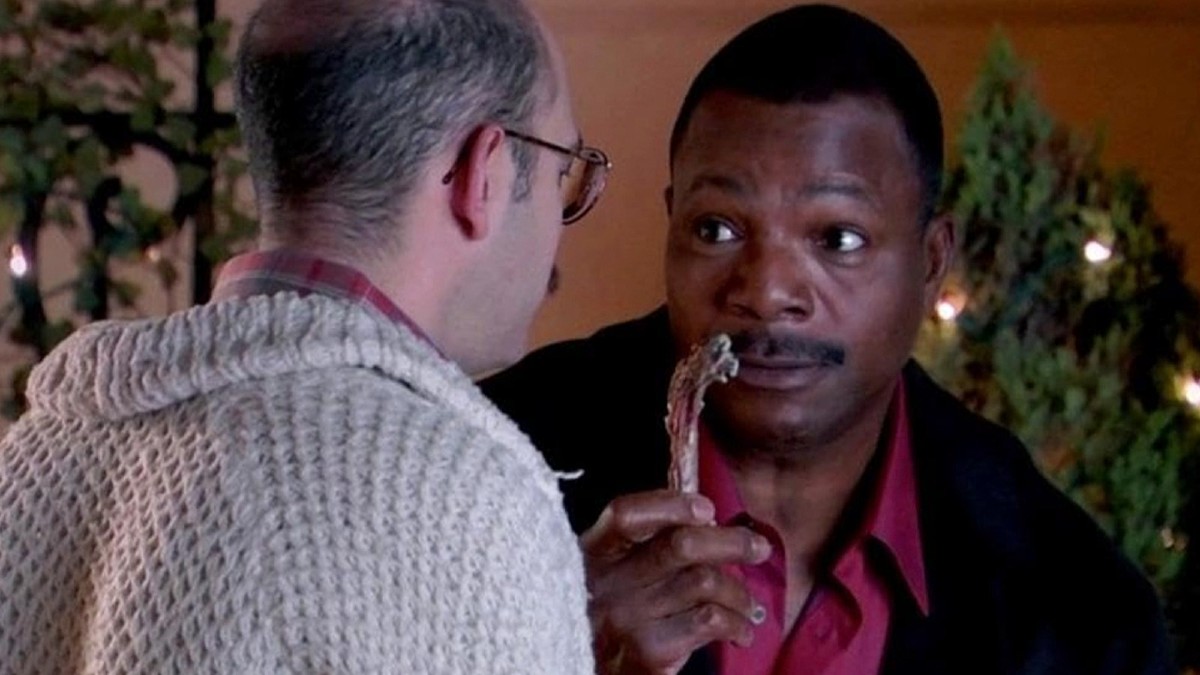 David Cross and Carl Weathers share the screen in a scene from 'Arrested Development'.