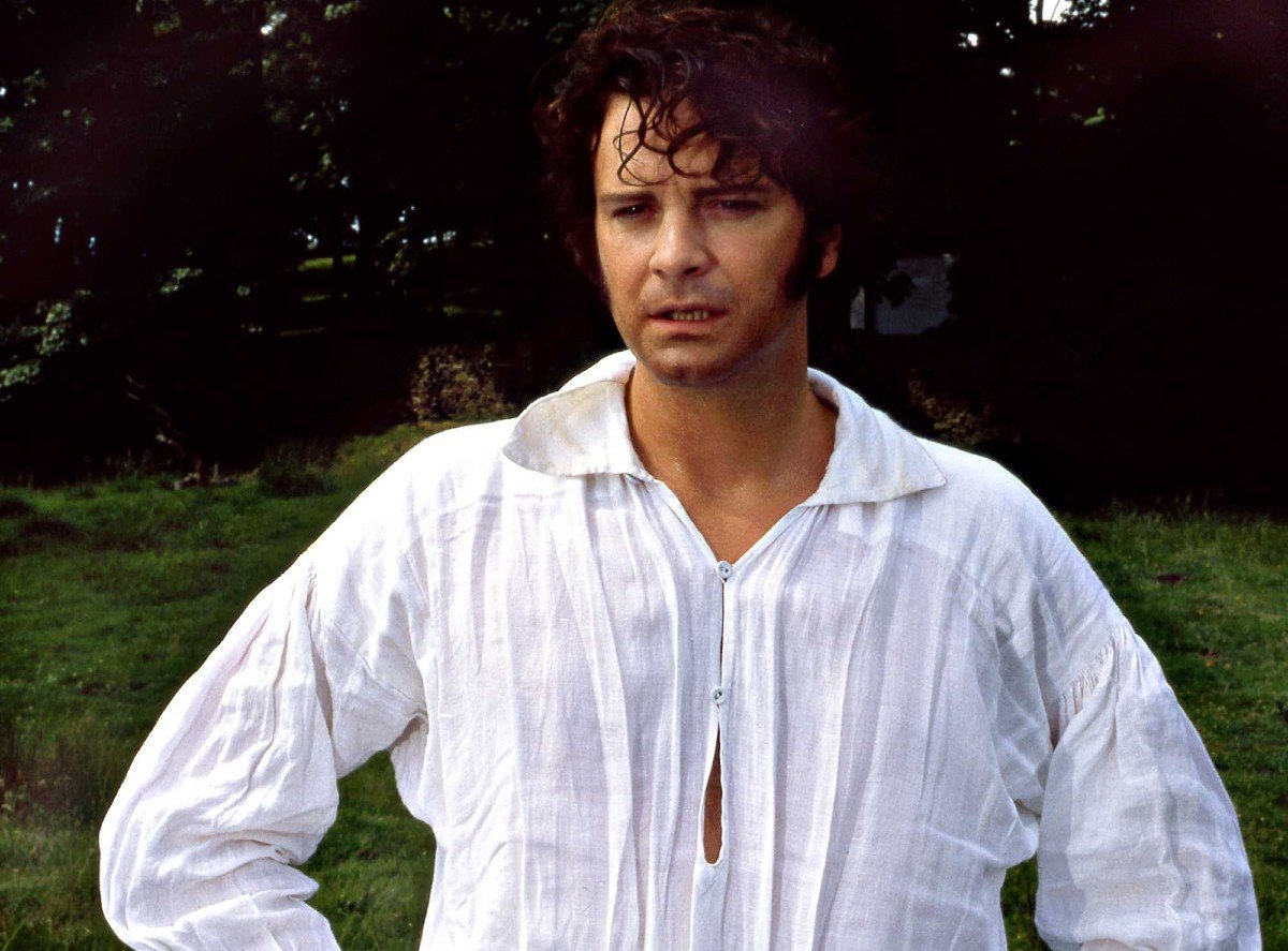 Colin Firth wears the infamous wet shirt as Mr. Darcy in BBC's 'Pride and Prejudice'.