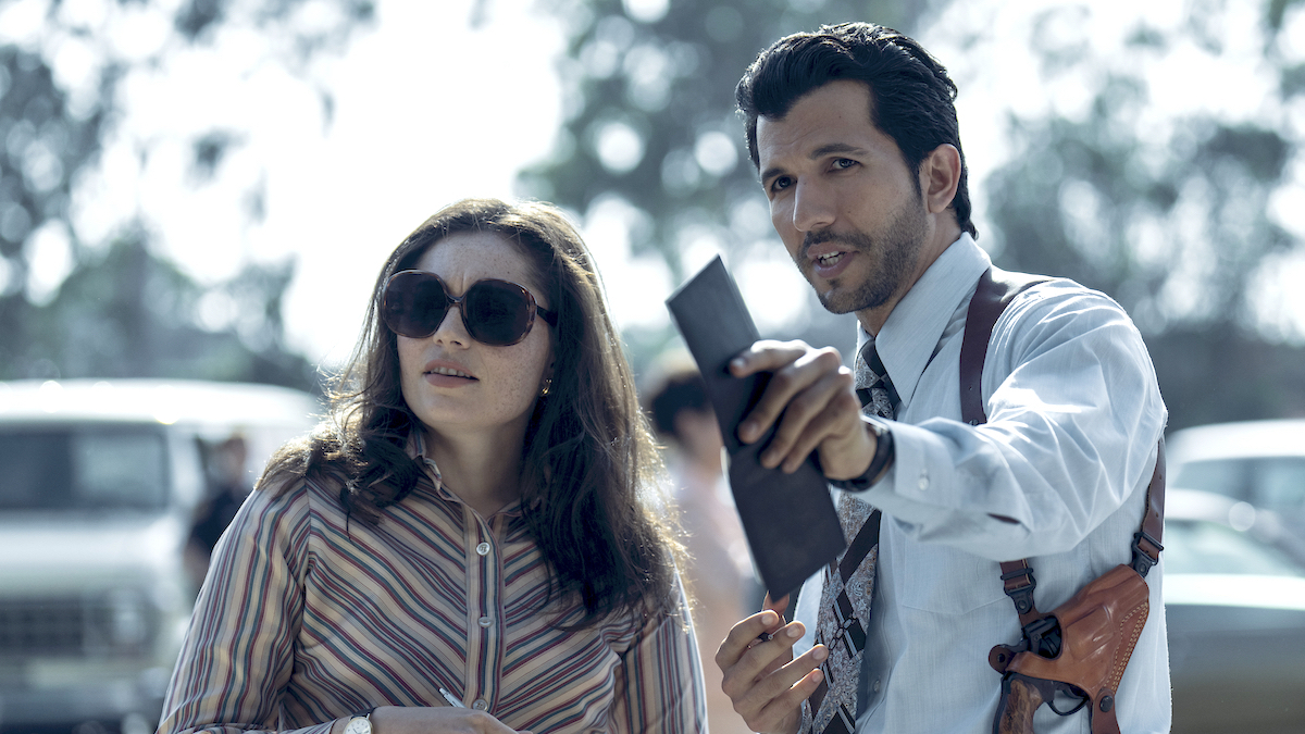 Griselda. (L to R) Juliana Aidén Martinez as June, Gabriel Sloyer as Diaz in episode 104 of Griselda. Cr. Elizabeth Morris/Netflix © 2023
