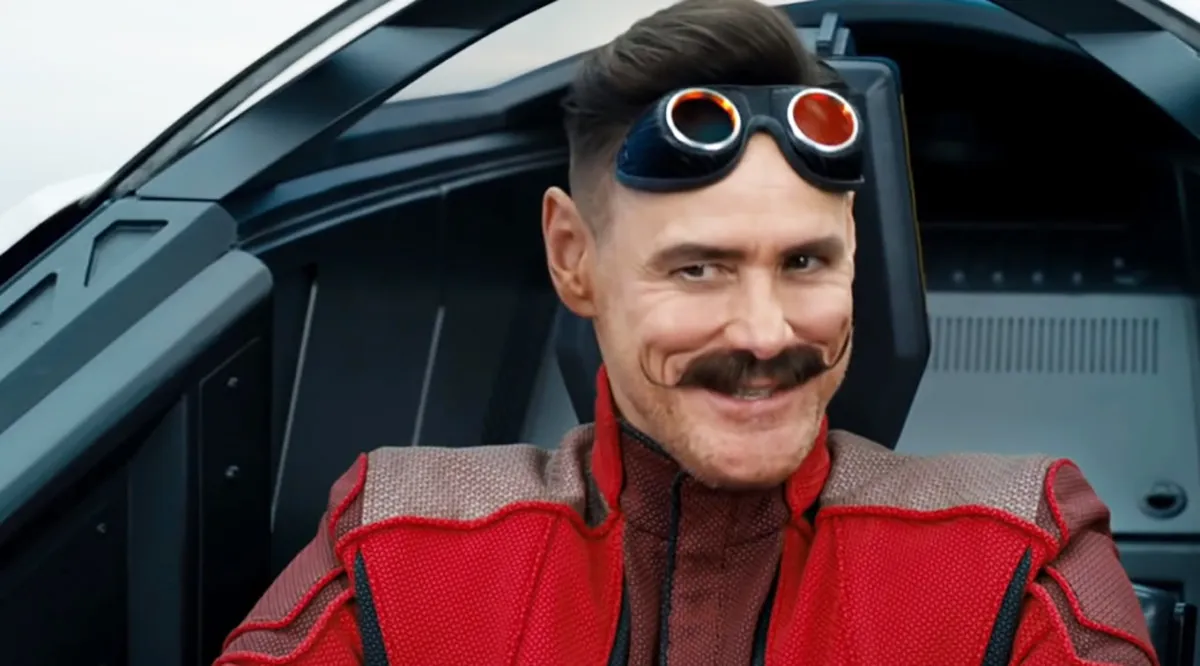 Jim Carrey smiling in his ship as Dr. Robotonik