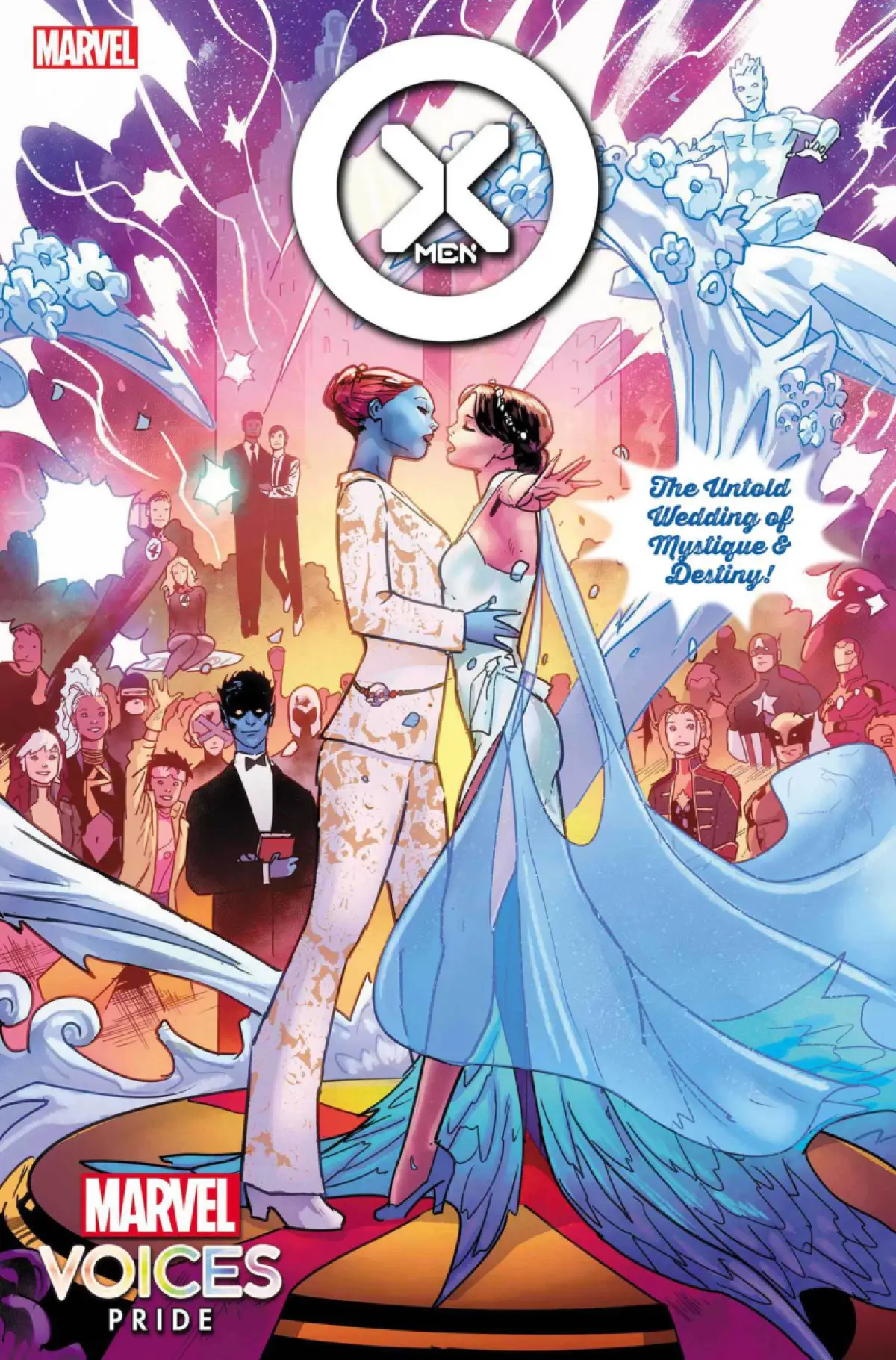 full cover of Cover art from Marvel Comics' 'X-Men: The Wedding Special' shows Mystique and Destiny getting married.