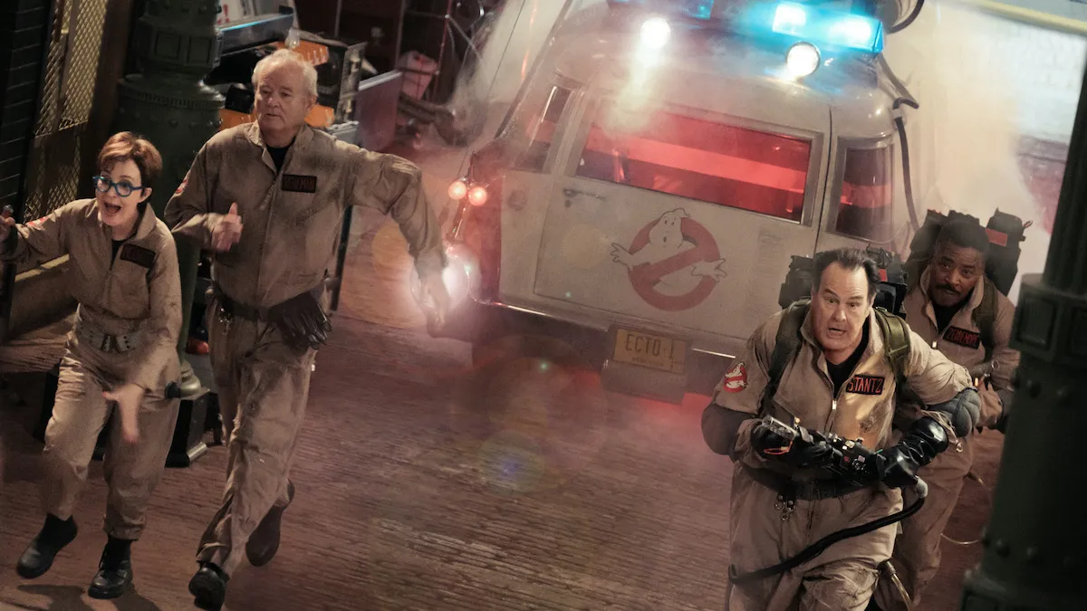 Ghostbuster characters running away.