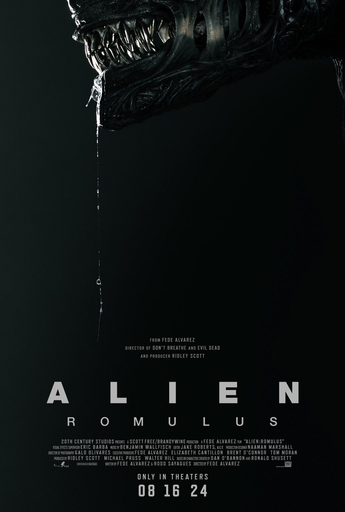 'Alien: Romulus' teaser poster featuring a xenomorph's jaw