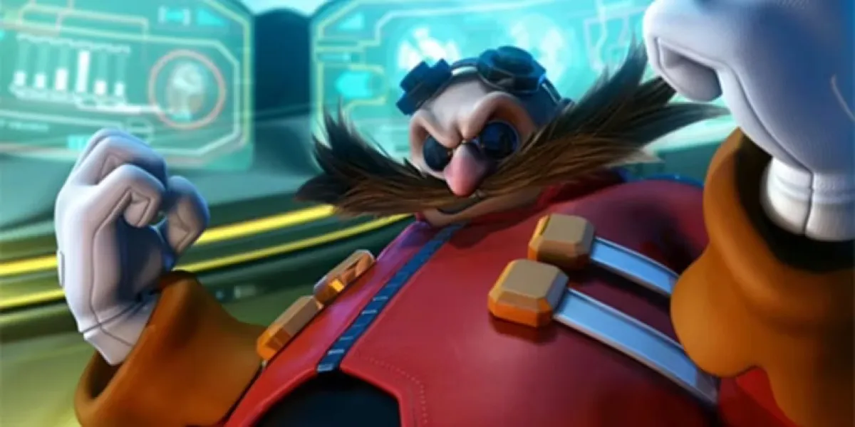 Dr. Eggman pumping his fists victoriously