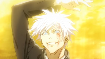 Gojo Satoru iconic panel animated in Season 2 of Jujutsu Kaisen throughout heaven and earth, I alone am the honored one.