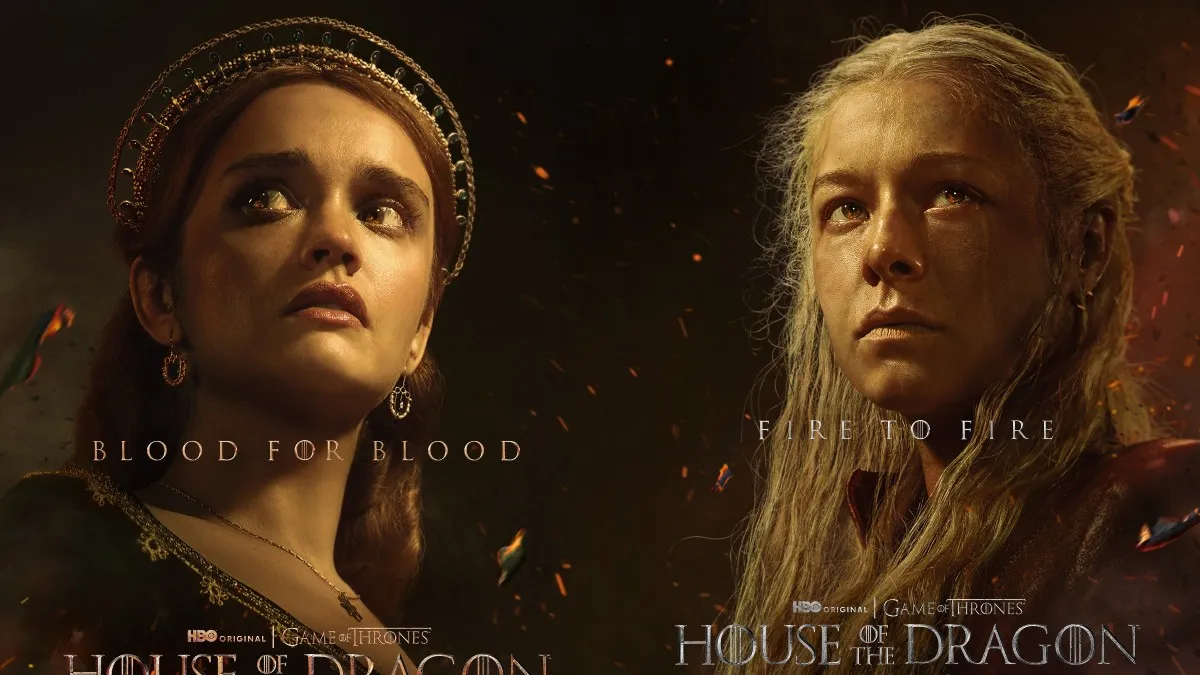 Composite image of Rhaenyra and Alicent's character posters for 'House of the Dragon'