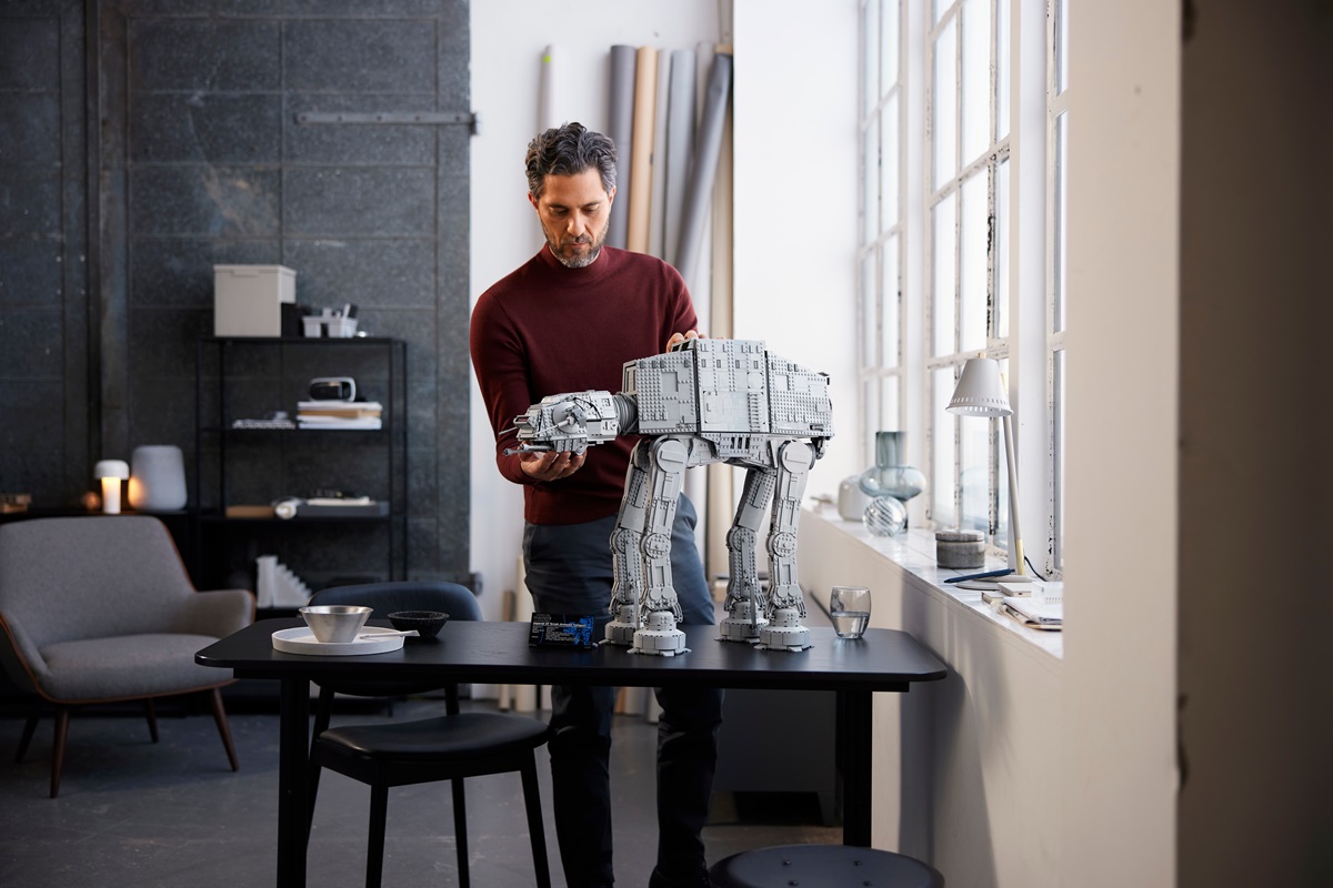 man standing next to LEGO® Star Wars™ AT-AT™