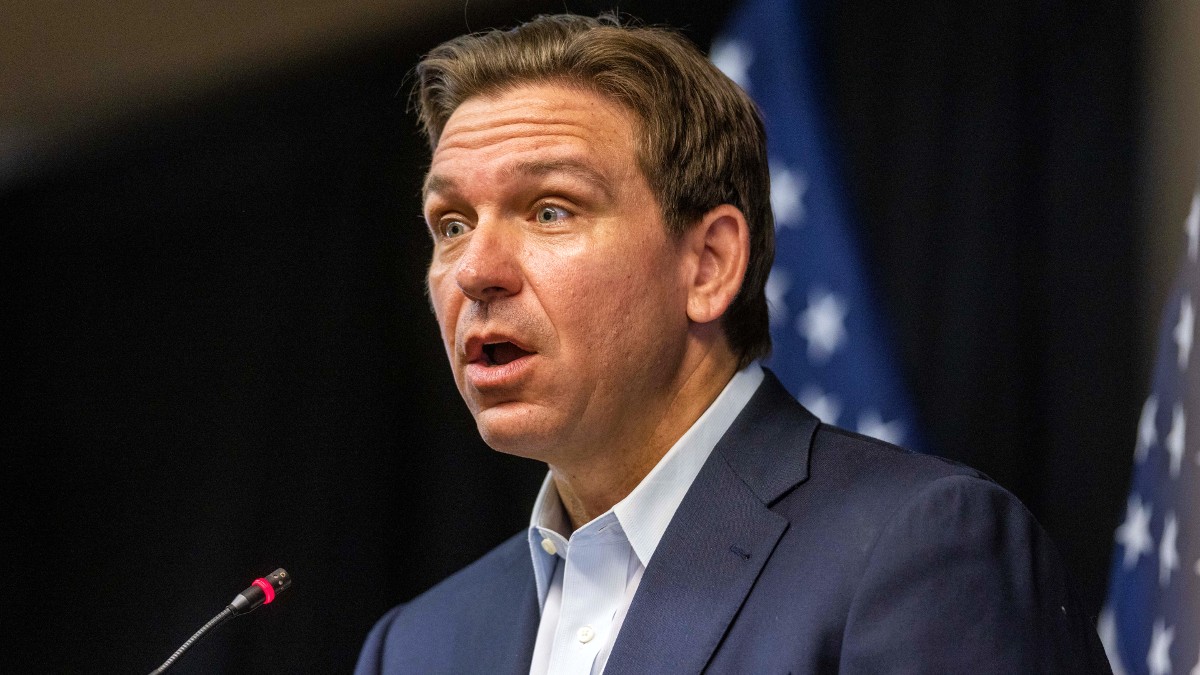 Ron DeSantis speaking while on his New Hampshire tour