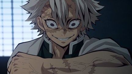 Sanemi from Demon Slayer Episode 22 tempting Nezuko with his blood