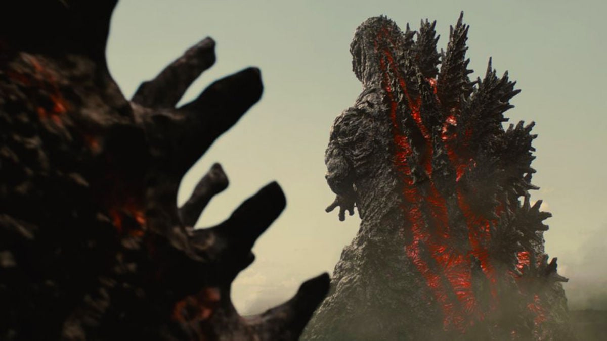Shin Godzilla lumbers off into the distance in "Shin Godzilla"