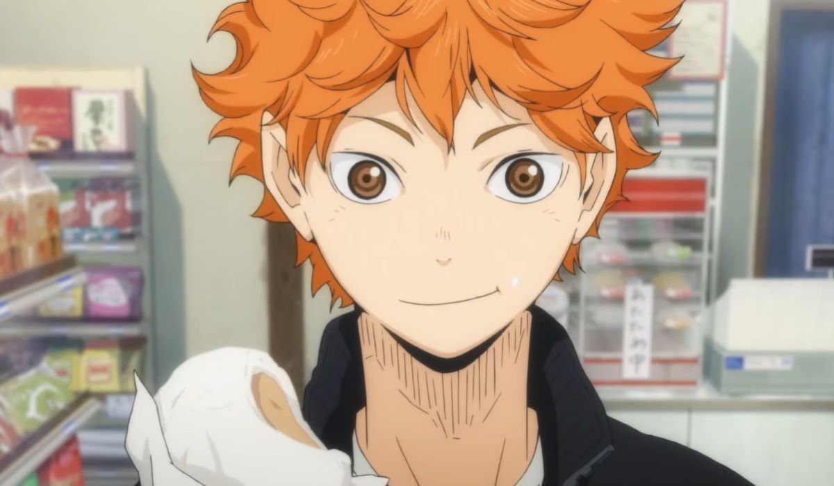 Shoyo Hinata holding a pork bun from Haikyu Season One