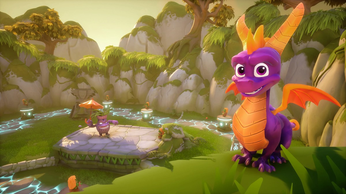 Spyro sitting on a ledge in Spyro Reignited Trilogy