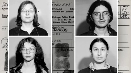 four black and white mug shots of women