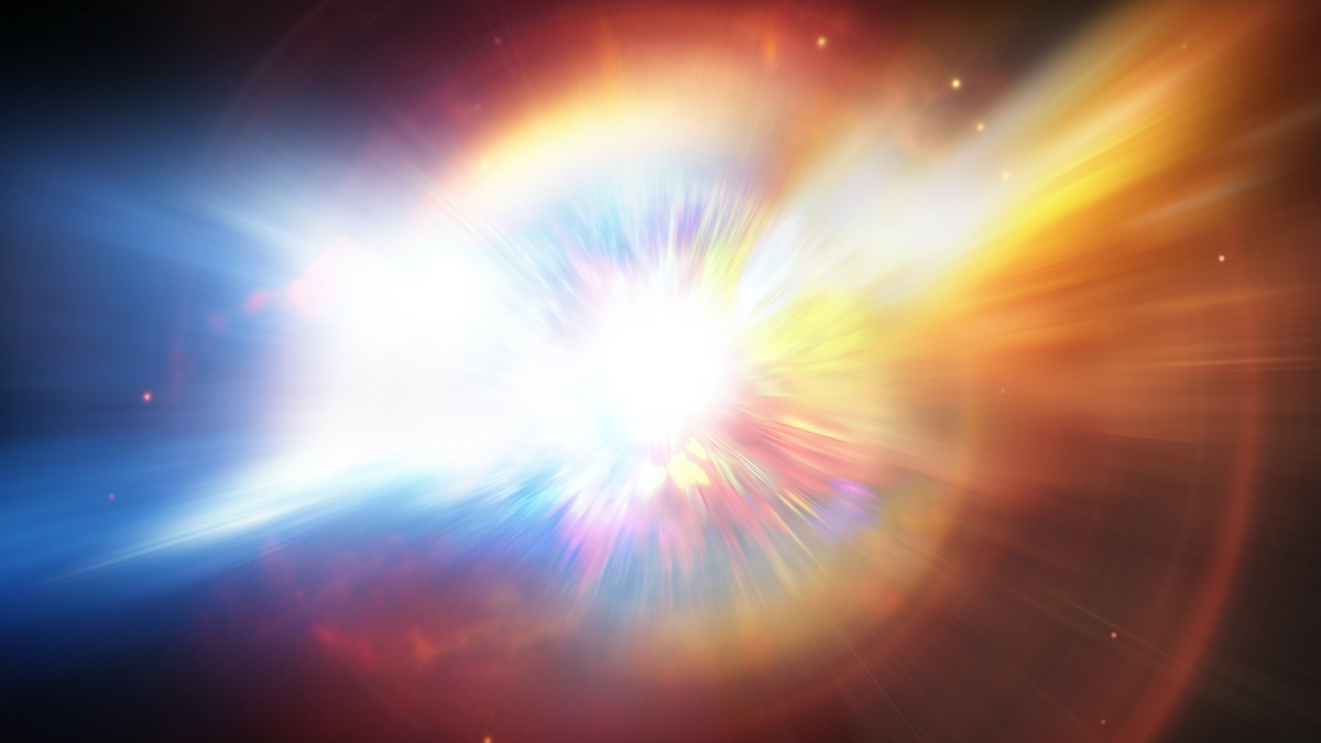 Illustration of a colorful supernova star explosion.
