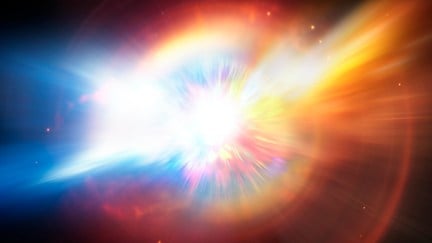 Illustration of a colorful supernova star explosion.