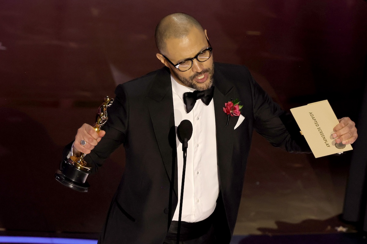 Cord Jefferson accepting his Oscar