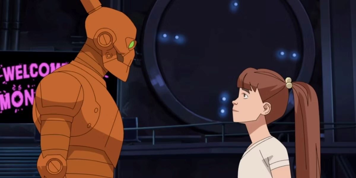Monster Girl and Robot facing each other in 'Invincible'