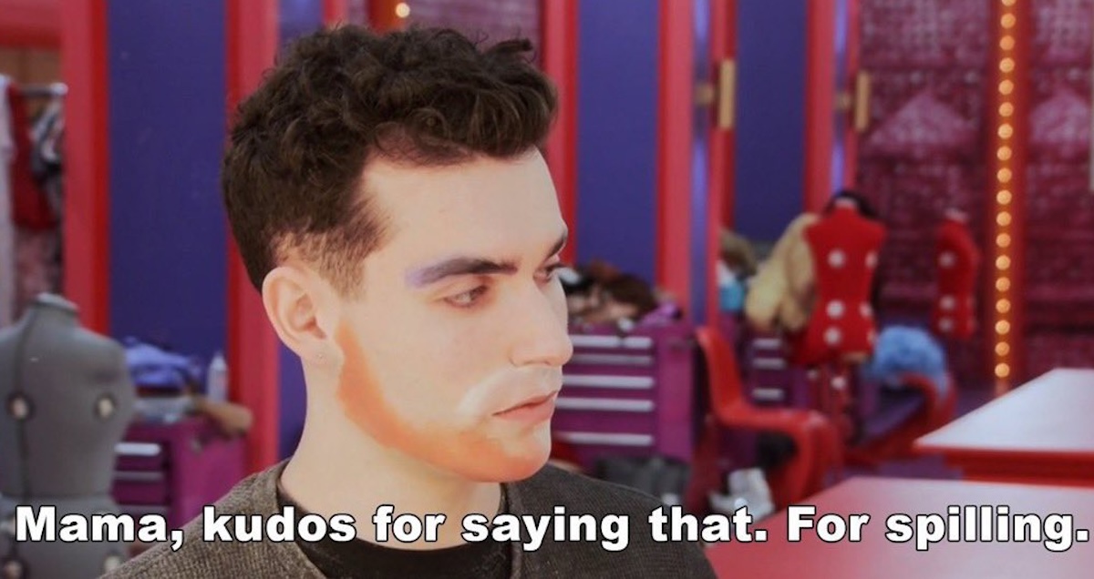 Plane Jane sitting with make-up on with the words"Kudos for saying that, for spilling"
