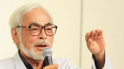 Animator/ Director Hayao Miyazaki attends a press conference to announce his retirement.