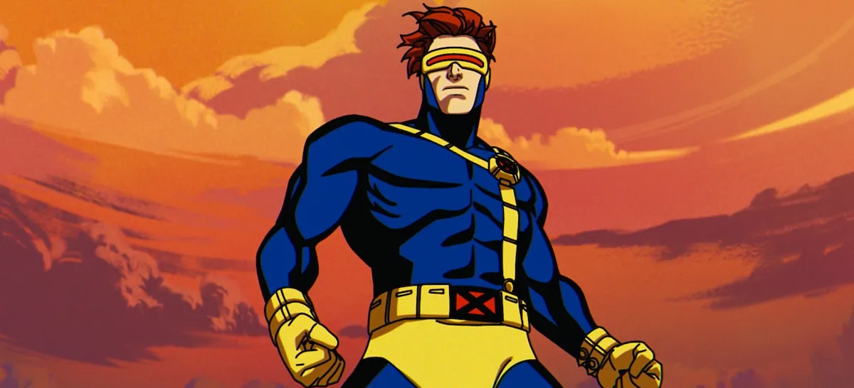 Scott Summers standing with the wind blowing his hair