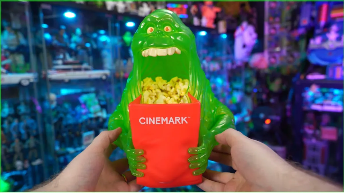 Cinemark's Slimer popcorn bucket for 'Ghostbusters: Frozen Empire'.